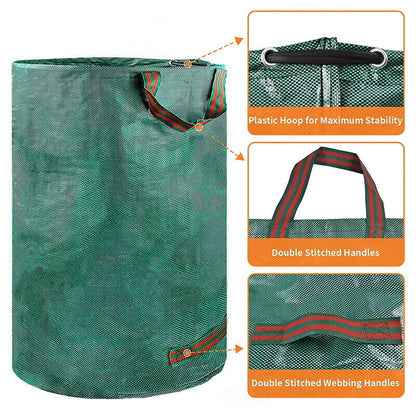 4/8PCS 272L Large Garden Waste Bags Leaf Rubbish Plant Reusable Carry Pack Bag