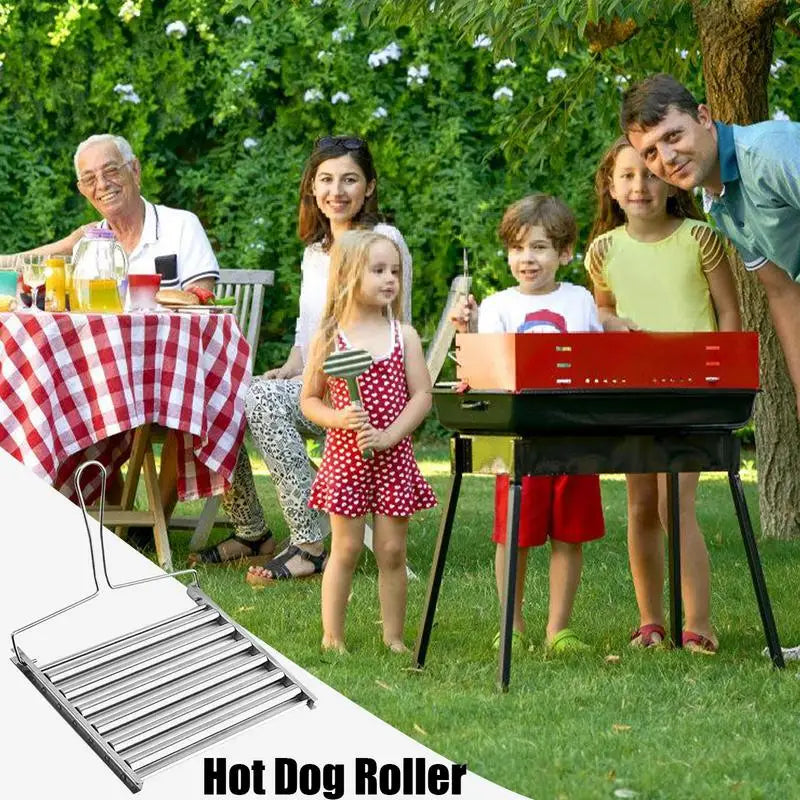 Hotdog Roller Grillers BBQ Tools Long Handle Stainless Steel Sausage Roller Rack accessories home Kitchen Utensils supplies