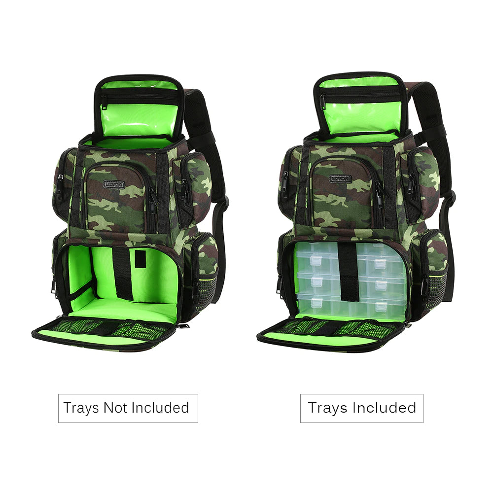 Lixada Fishing Backpack Waterproof Fishing Lures Reel Bag Adjustable Straps Fish Tackle Storage Bag +Fishing Tackle Boxes