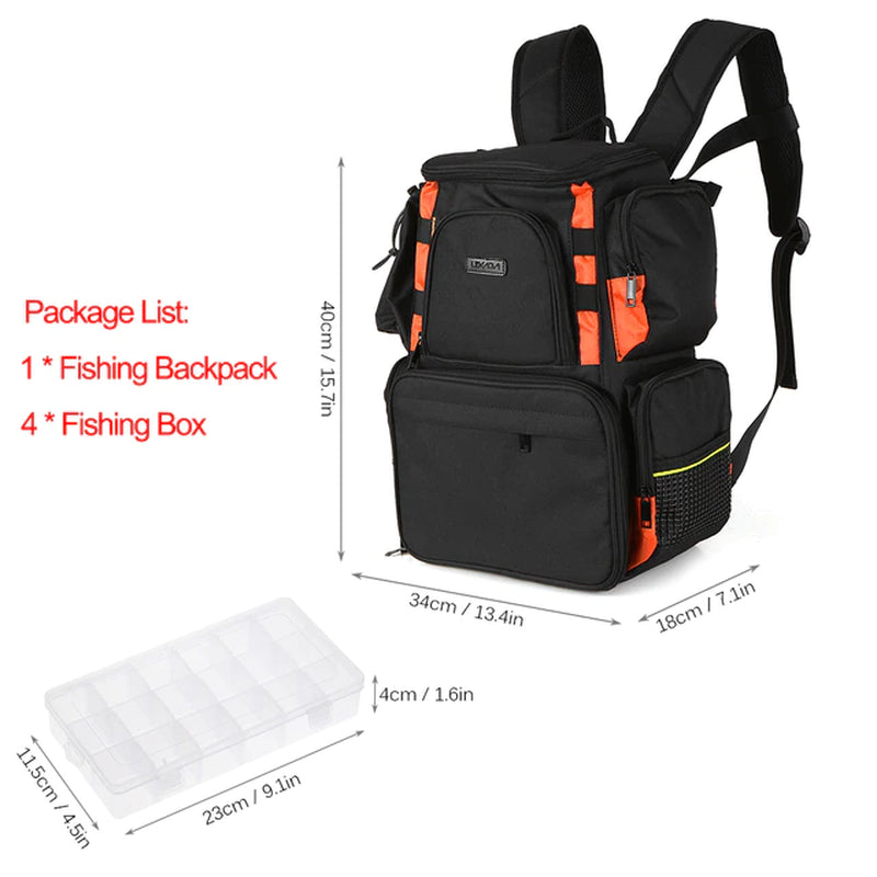Lixada Fishing Backpack Waterproof Fishing Lures Reel Bag Adjustable Straps Fish Tackle Storage Bag +Fishing Tackle Boxes