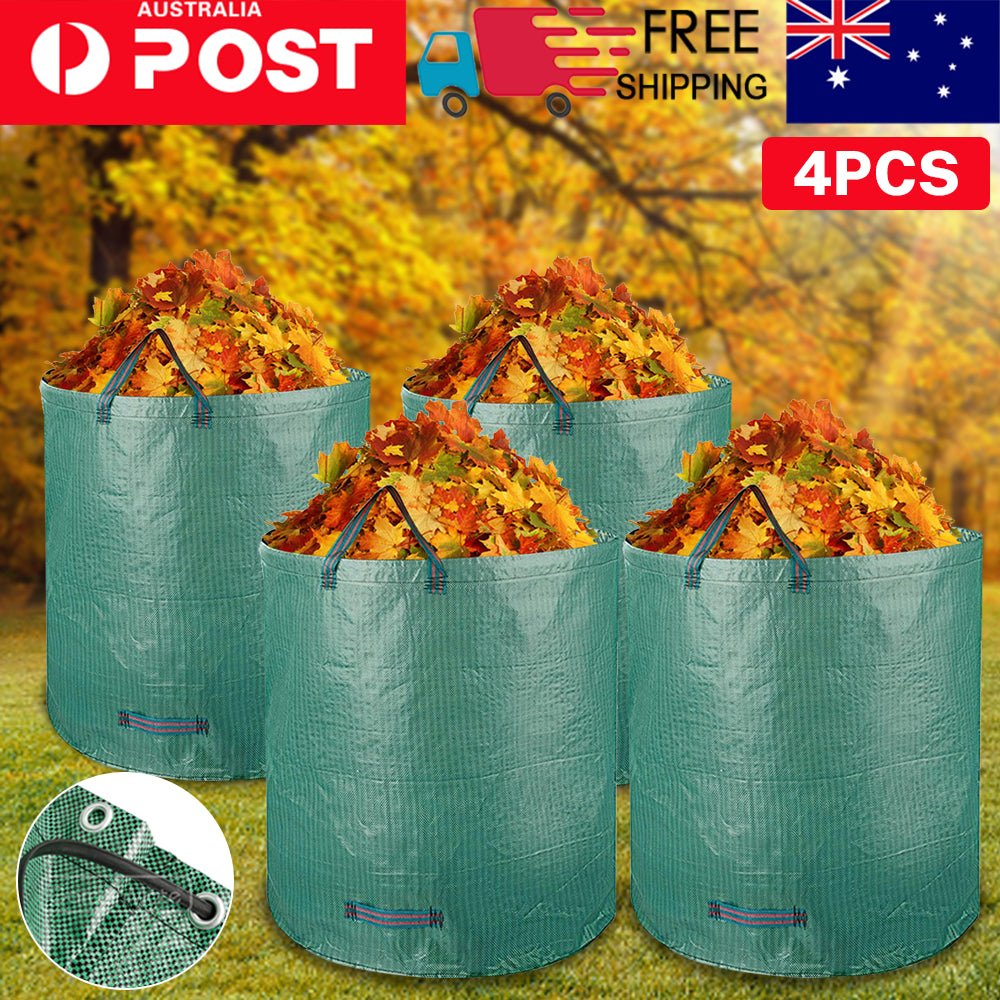 4/8PCS 272L Large Garden Waste Bags Leaf Rubbish Plant Reusable Carry Pack Bag